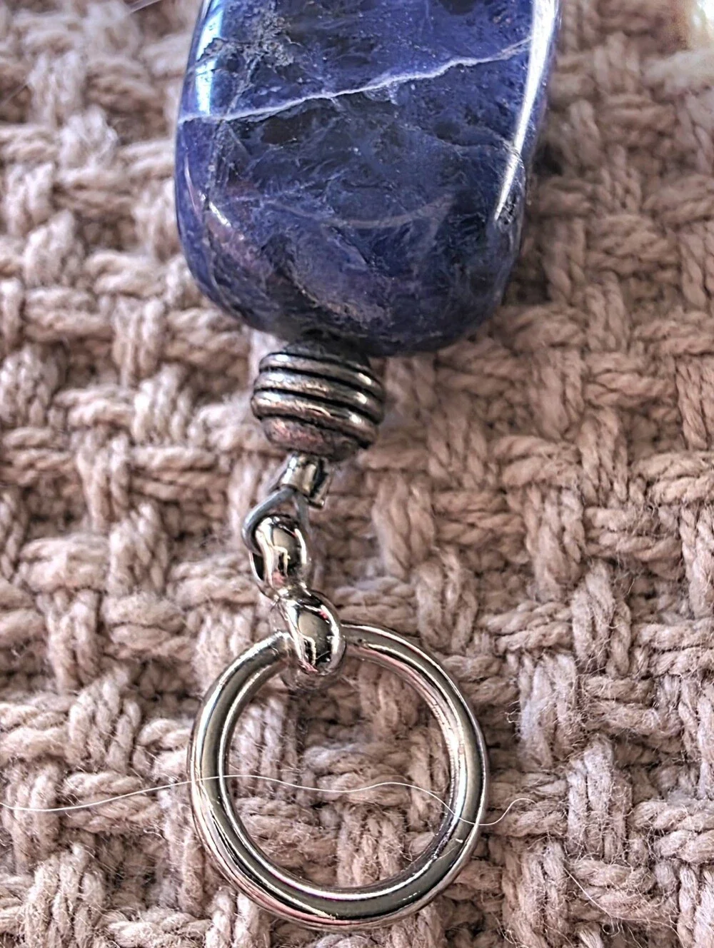 CHUNKY SODALITE TUMBLED STONE BEAD MALA BRACELET - Picture 2 of 7